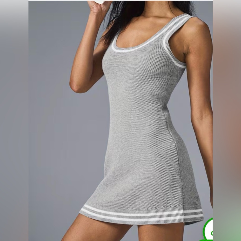 Knit Gray Striped Tank Dress Large